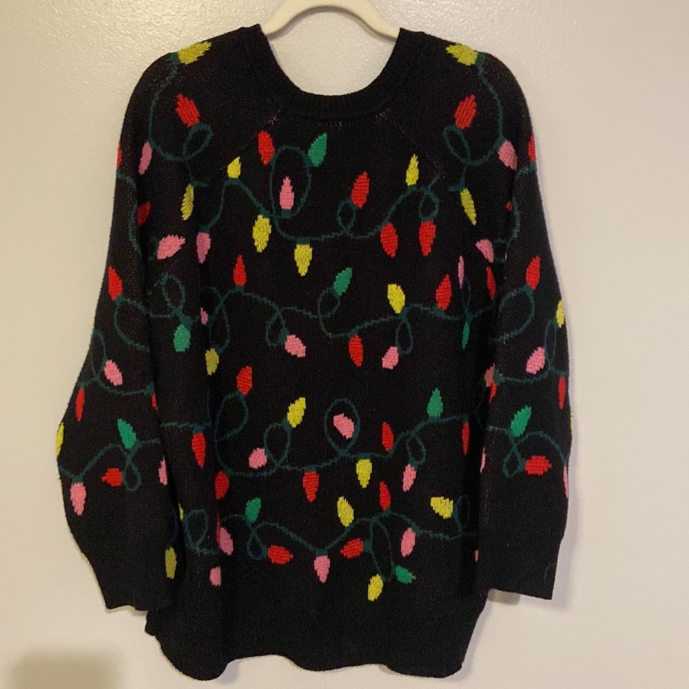 Torrid Women Christmas Lights Sweater Sz 1 or 14/16 Black Knit Holiday - Picture 3 of 10